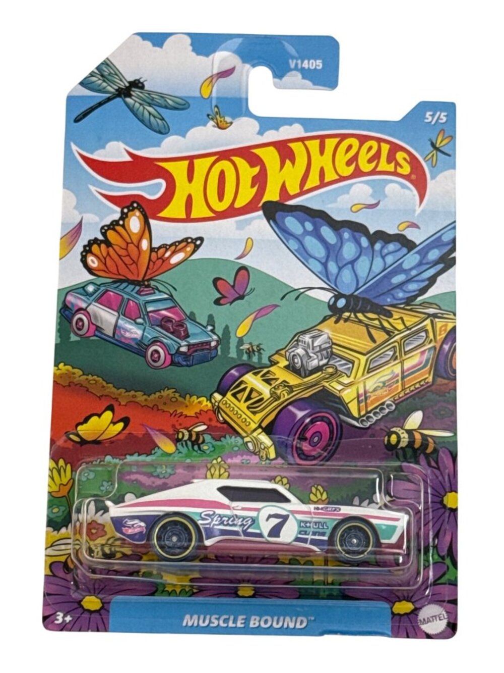 Hot Wheels Muscle Bound Spring Series White Pink Spring 5/5